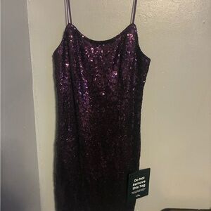 Lulu's Deep Plum Sequin Slip Dress